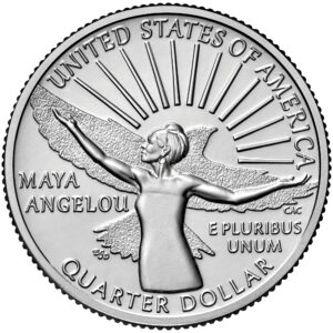 L'effigie de la poétesse et activiste afro-américaine Maya Angelou figure sur les pièces de 25 cents 