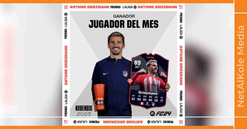antoine griezmann est élu joueur du mois de novembre en liga